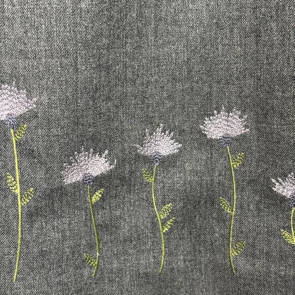 American Eagle Dress S Gray Wool Lined Embroidered Floral Cottagecore Minimalist - Picture 7 of 9